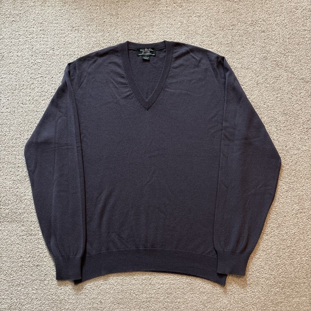 Brooks Brothers Sweater Mens Sz L Purple 3-Ply Cashmere Scotland Pullover Knit